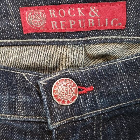 Rock & Republic Jeans Women 25X30 Kasandra Red Swarovski Crystal Slight Boot Cut - Picture 7 of 8